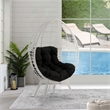 Wicker Patio Lounge Chair with Angled Metal Legs- White