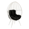 Wicker Patio Lounge Chair with Angled Metal Legs- White