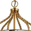 25 Inch Metal Chandelier Pendant- Bird Cage Design- Woven Rope- Gold