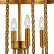 25 Inch Metal Chandelier Pendant- Bird Cage Design- Woven Rope- Gold