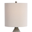 Pot Bellied Ceramic Table Lamp with Diamond Pattern- Gray