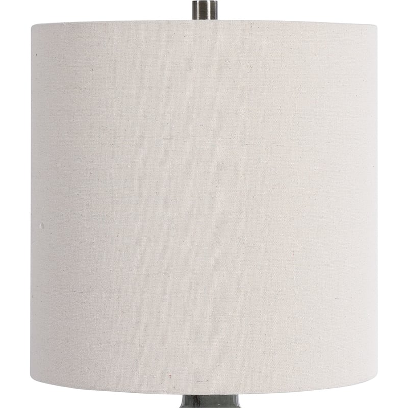 Pot Bellied Ceramic Table Lamp with Diamond Pattern- Gray