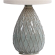 Pot Bellied Ceramic Table Lamp with Diamond Pattern- Gray