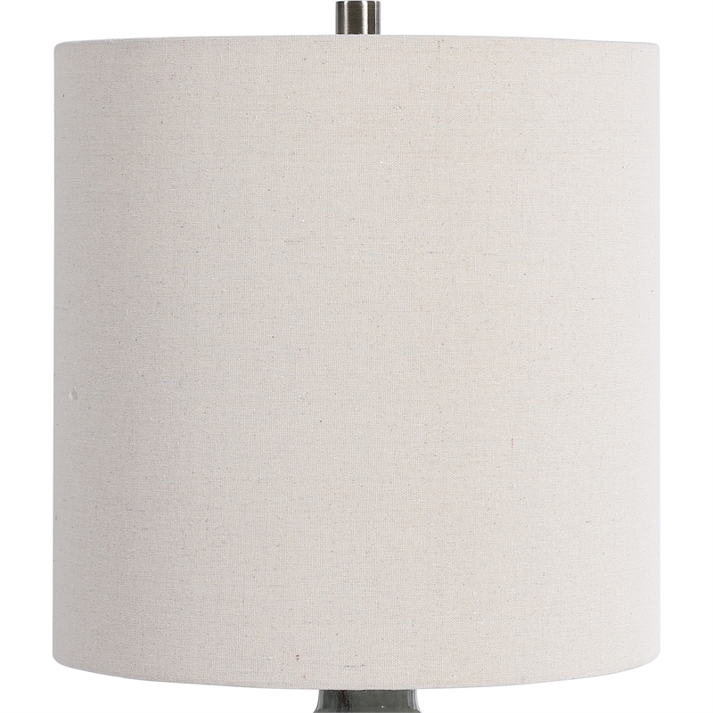 Pot Bellied Ceramic Table Lamp with Diamond Pattern- Gray
