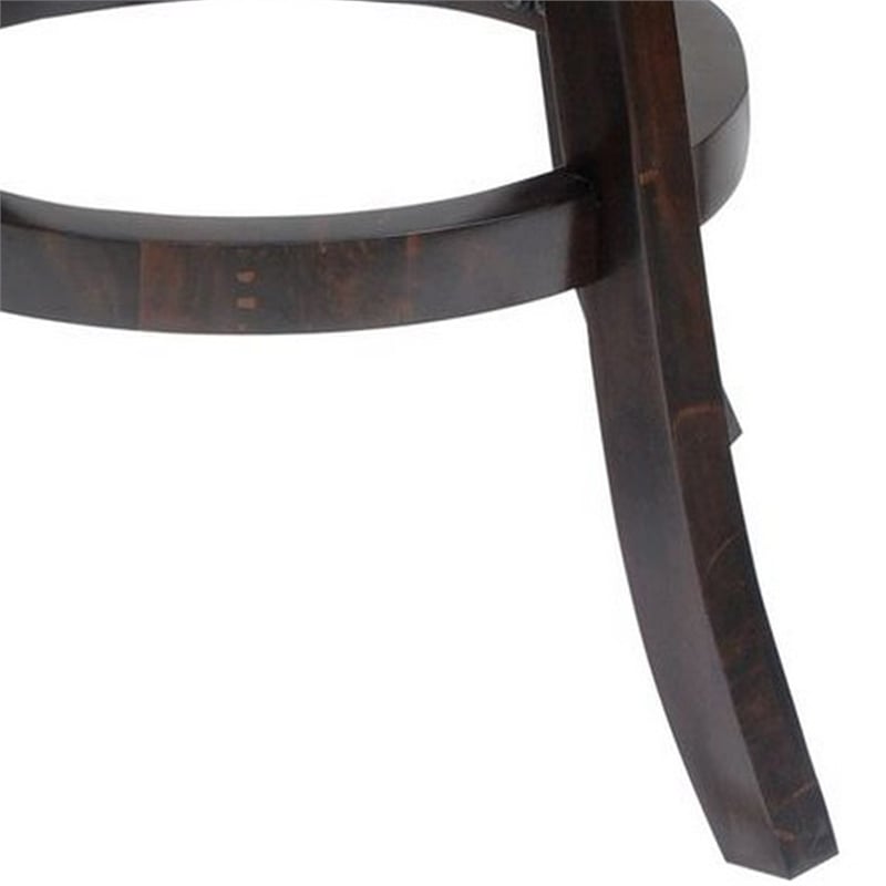 24 Inches Swivel Wooden Frame Counter Stool with Padded Back- Dark Brown