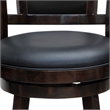 24 Inches Swivel Wooden Frame Counter Stool with Padded Back- Dark Brown