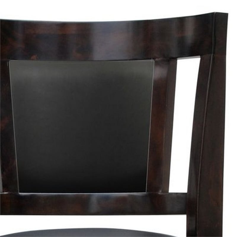 24 Inches Swivel Wooden Frame Counter Stool with Padded Back- Dark Brown
