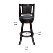 24 Inches Swivel Wooden Frame Counter Stool with Padded Back- Dark Brown
