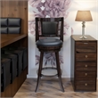 24 Inches Swivel Wooden Frame Counter Stool with Padded Back- Dark Brown