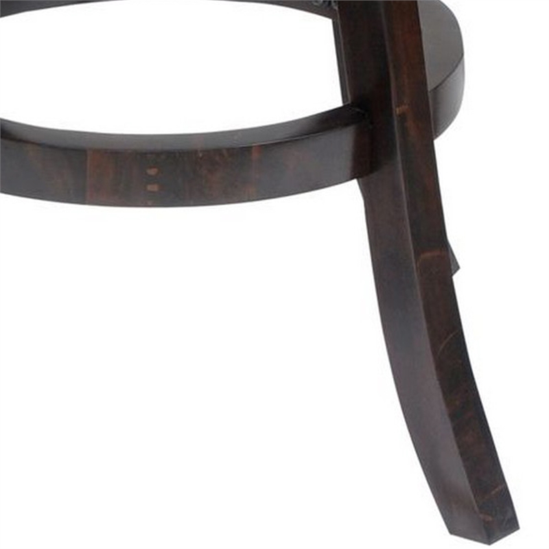 24 Inches Swivel Wooden Frame Counter Stool with Padded Back- Dark Brown