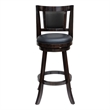 24 Inches Swivel Wooden Frame Counter Stool with Padded Back- Dark Brown