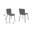 Metal and Leatherette Dining Chair- Set of 2- Gray and Black
