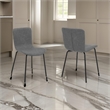 Metal and Leatherette Dining Chair- Set of 2- Gray and Black