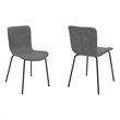 Metal and Leatherette Dining Chair- Set of 2- Gray and Black