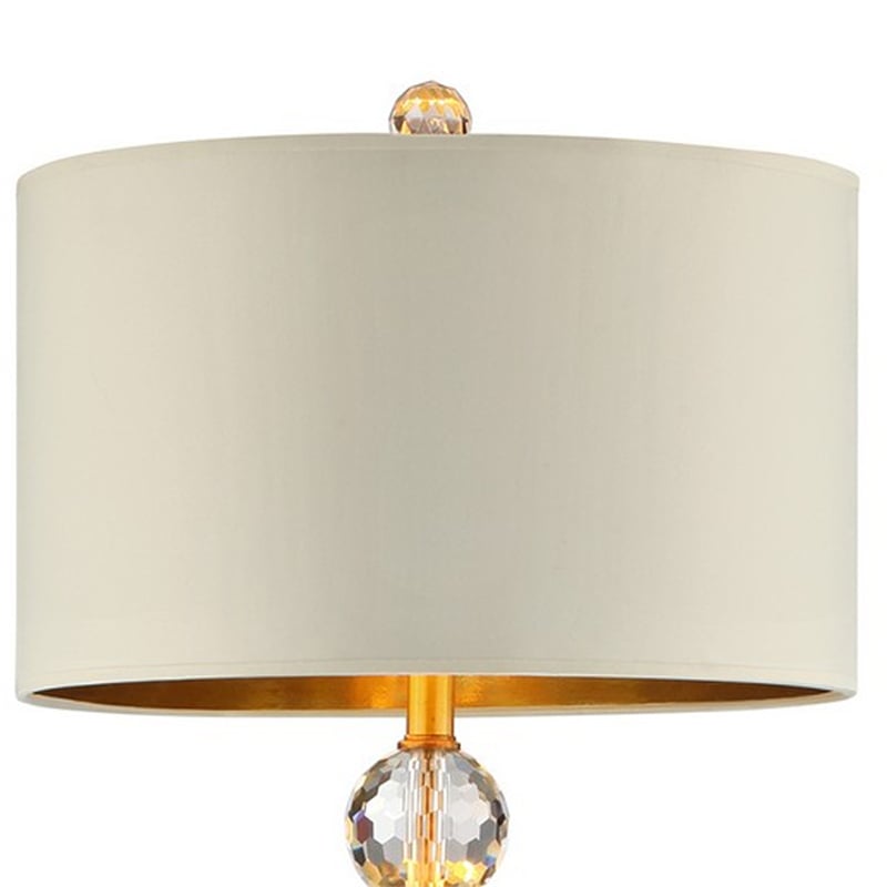 Floor Lamp with Crystal Orb and Metal Stalk Support- Gold
