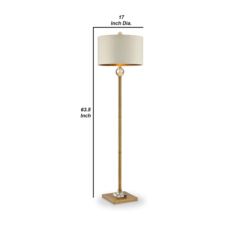 Floor Lamp with Crystal Orb and Metal Stalk Support- Gold
