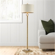 Floor Lamp with Crystal Orb and Metal Stalk Support- Gold