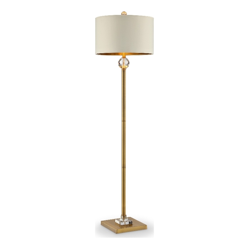 Floor Lamp with Crystal Orb and Metal Stalk Support- Gold