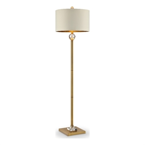 Floor Lamp with Crystal Orb and Metal Stalk Support- Gold