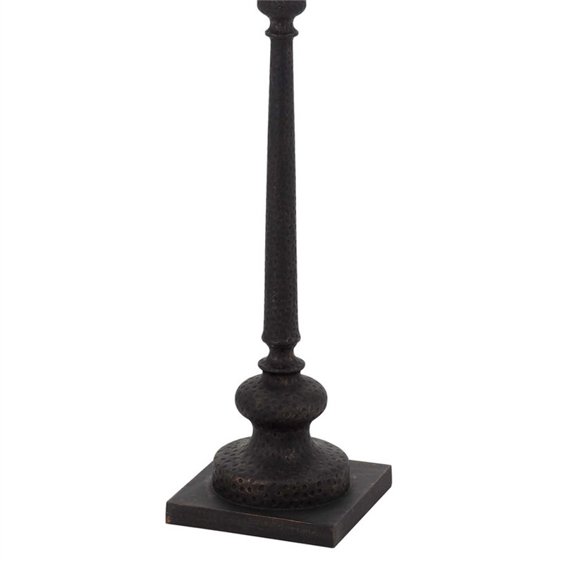 Floor Lamp with Tubular Turned Resin Support and Pull Chain- Dark Bronze