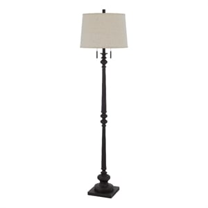 Floor Lamp with Tubular Turned Resin Support and Pull Chain- Dark Bronze
