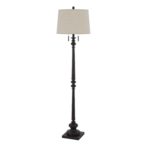 Floor Lamp with Tubular Turned Resin Support and Pull Chain- Dark Bronze