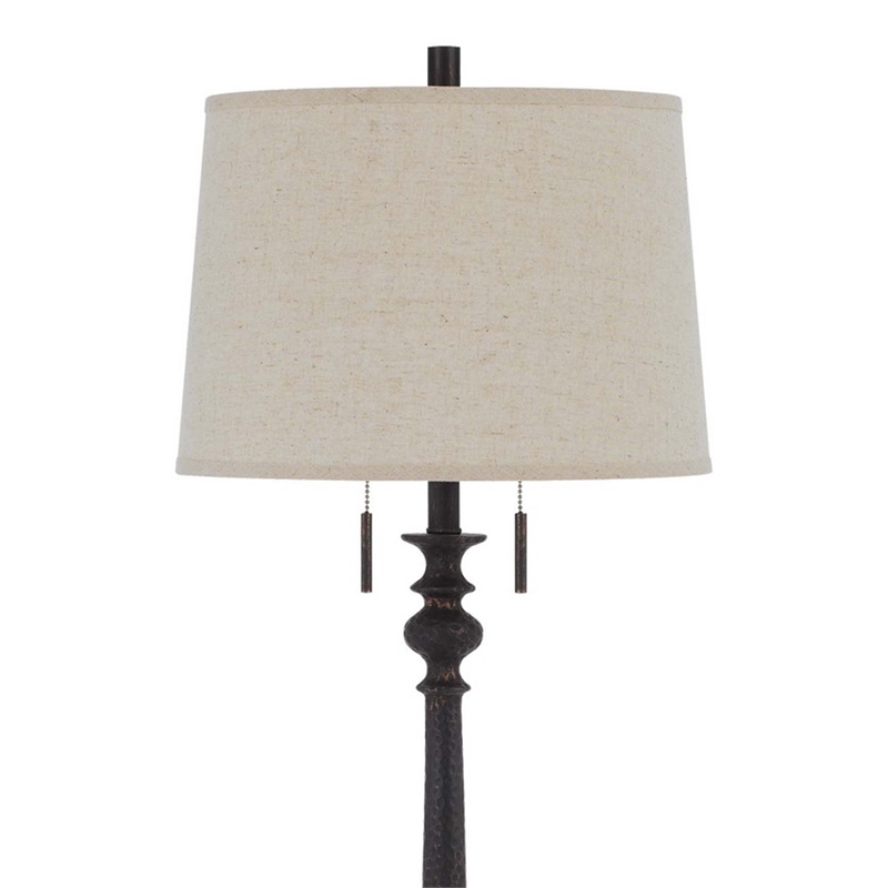 Floor Lamp with Tubular Turned Resin Support and Pull Chain- Dark Bronze