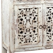 2 Door and 2 Drawer Hand Carved Wooden Frame Buffet- Antique White