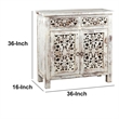 2 Door and 2 Drawer Hand Carved Wooden Frame Buffet- Antique White
