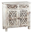 2 Door and 2 Drawer Hand Carved Wooden Frame Buffet- Antique White