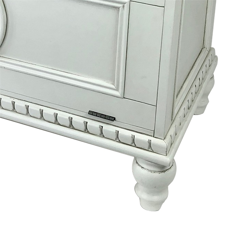 Accent Chest with Drop Down Storage and Carved Details- White