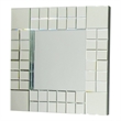 Square Beveled Mirror with Grid Like Accent- Silver