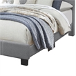 Queen Size Bed with Fabric Wrapped Frame and Panel Headboard- Gray
