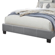 Queen Size Bed with Fabric Wrapped Frame and Panel Headboard- Gray
