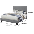 Queen Size Bed with Fabric Wrapped Frame and Panel Headboard- Gray
