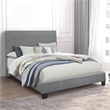 Queen Size Bed with Fabric Wrapped Frame and Panel Headboard- Gray