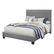 Queen Size Bed with Fabric Wrapped Frame and Panel Headboard- Gray