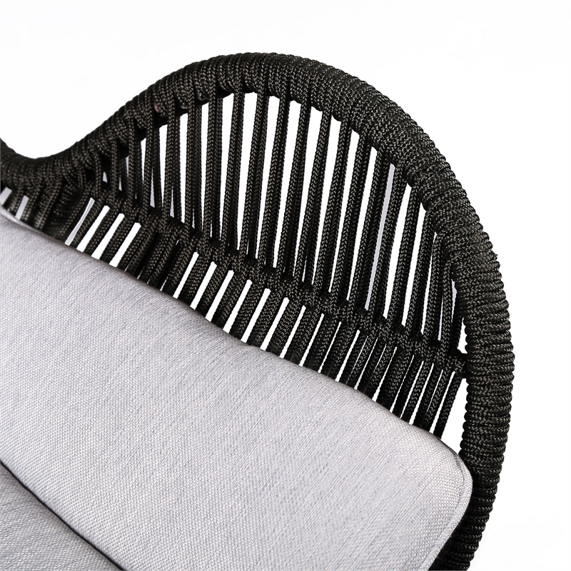 Indoor Outdoor Lounge Chair with Intricate Rope Woven Wingback- Gray