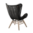 Indoor Outdoor Lounge Chair with Intricate Rope Woven Wingback- Gray