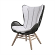 Indoor Outdoor Lounge Chair with Intricate Rope Woven Wingback- Gray