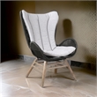 Indoor Outdoor Lounge Chair with Intricate Rope Woven Wingback- Gray