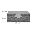 14 Inch Box with Leatherette Upholstery and Textured Pattern- Gray