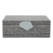 14 Inch Box with Leatherette Upholstery and Textured Pattern- Gray