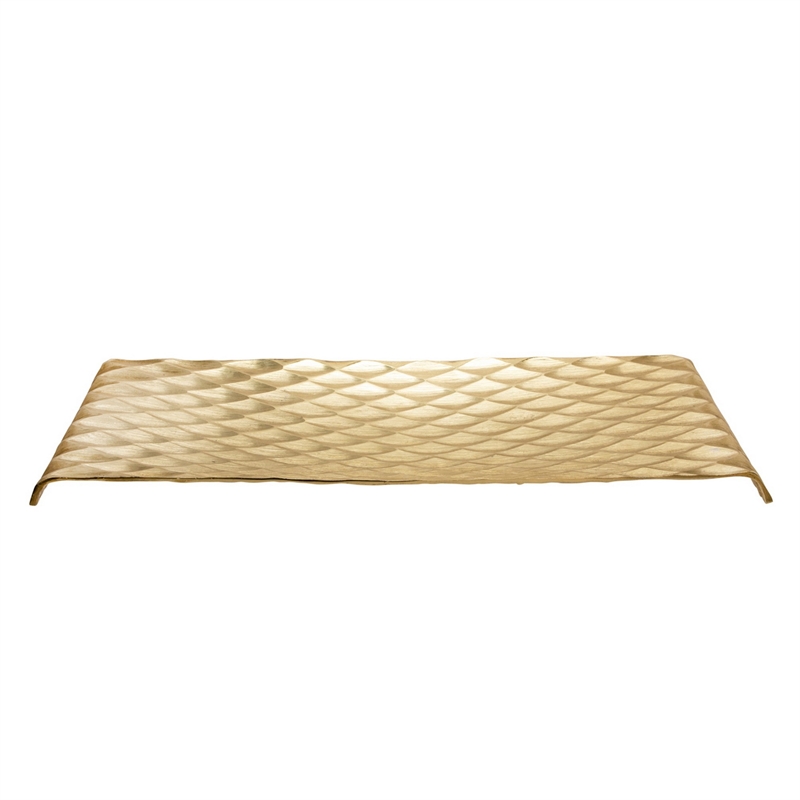 Decorative Tray with Hammered Diamond Pattern- Set of 2- Multicolor