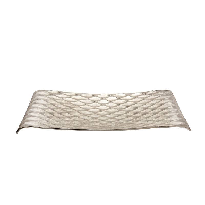 Decorative Tray with Hammered Diamond Pattern- Set of 2- Multicolor