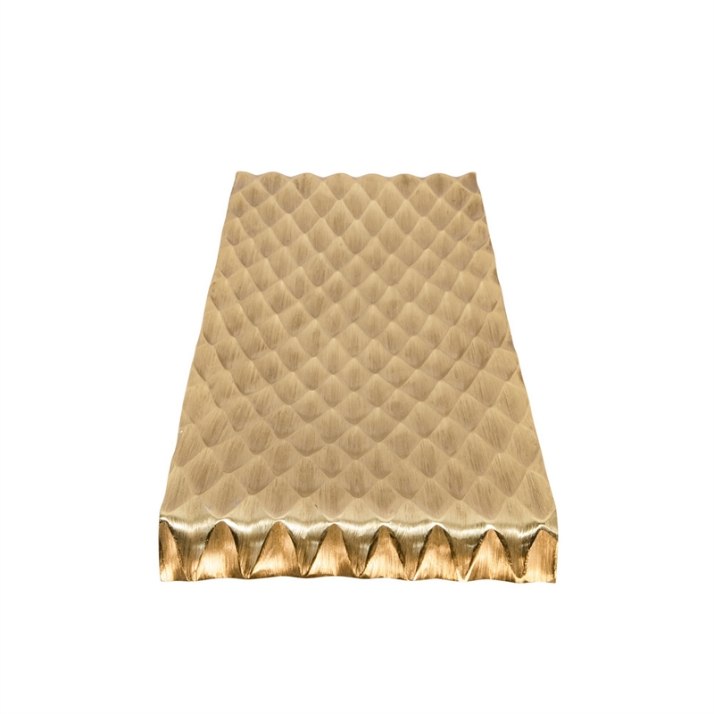 Decorative Tray with Hammered Diamond Pattern- Set of 2- Multicolor