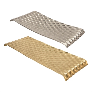Decorative Tray with Hammered Diamond Pattern- Set of 2- Multicolor