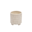 Footed Planter with Ceramic and Geometric Pattern- Set of 2- Beige