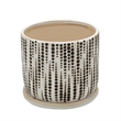 Ceramic Planter with Polka Dot Design and Saucer- Set of 2- Beige