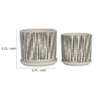Ceramic Planter with Polka Dot Design and Saucer- Set of 2- Beige